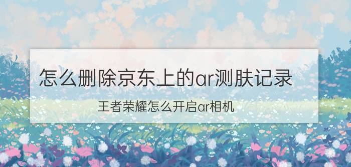 怎么删除京东上的ar测肤记录 王者荣耀怎么开启ar相机？